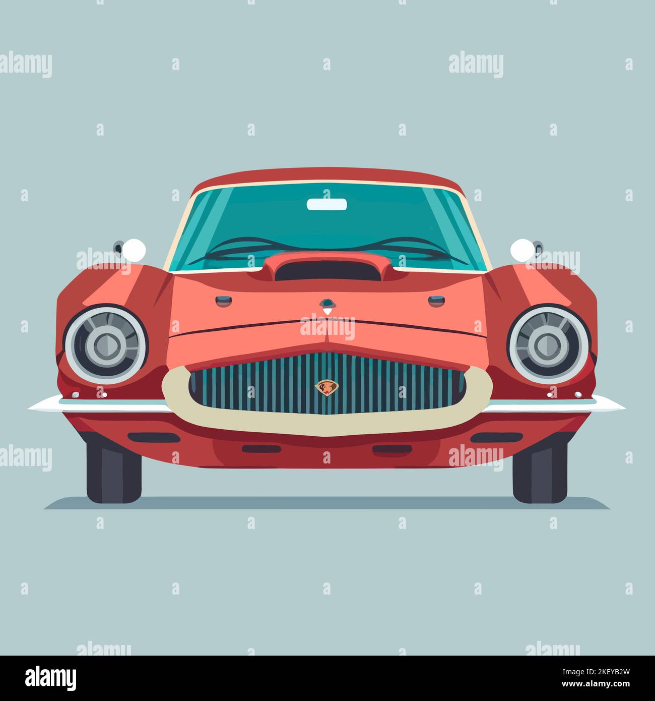 An editable vector illustration of a vintage car on a green background ...
