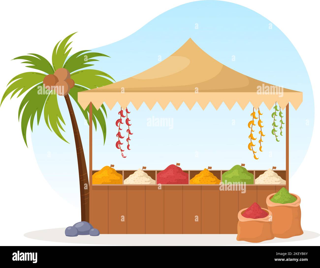 https://c8.alamy.com/comp/2KEYB6Y/spice-shop-with-different-hot-spices-condiment-exotic-fresh-seasoning-and-traditional-herbs-in-flat-cartoon-hand-drawn-templates-illustration-2KEYB6Y.jpg