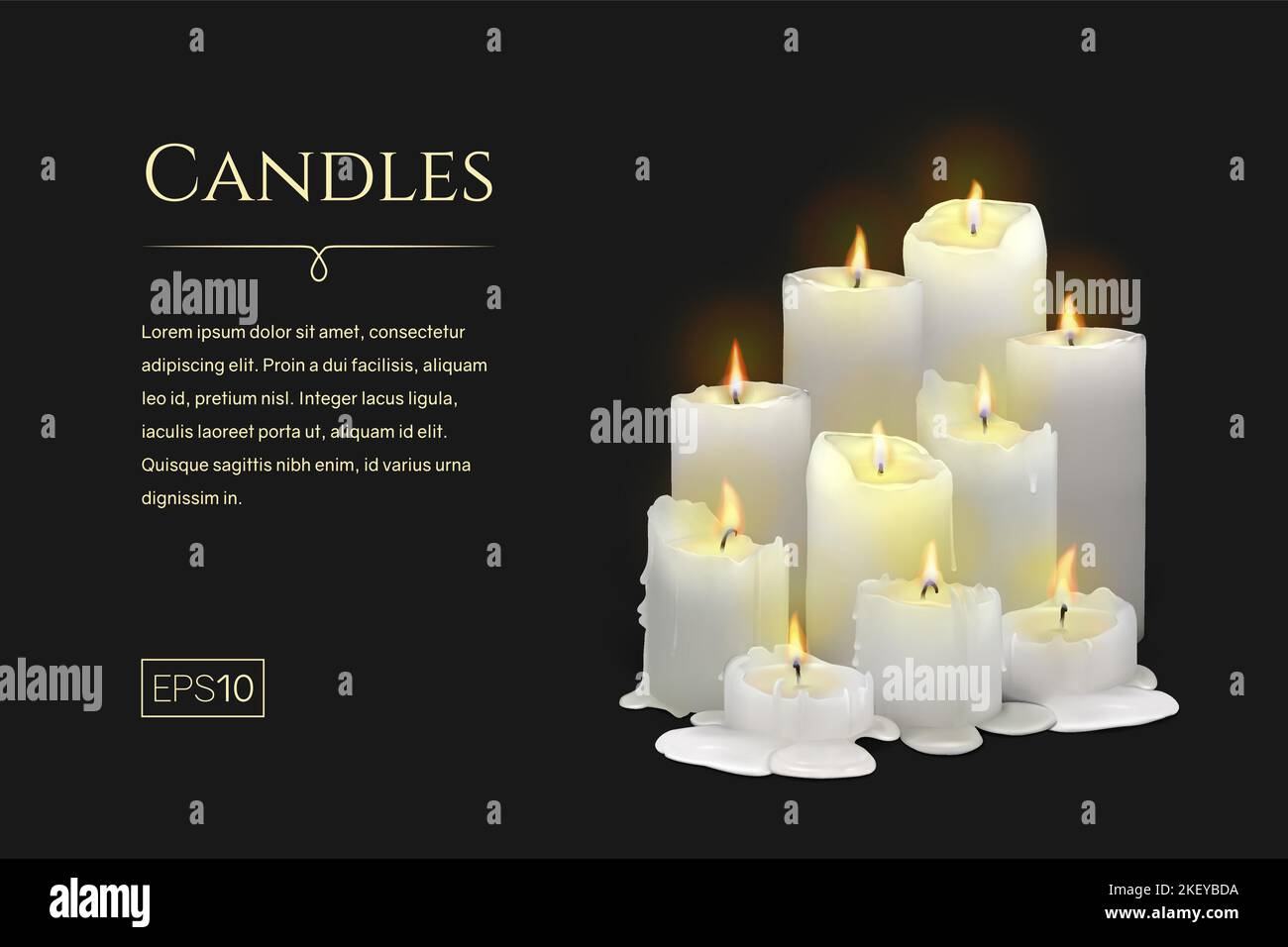 White candle burning on a black background Stock Vector Images - Alamy