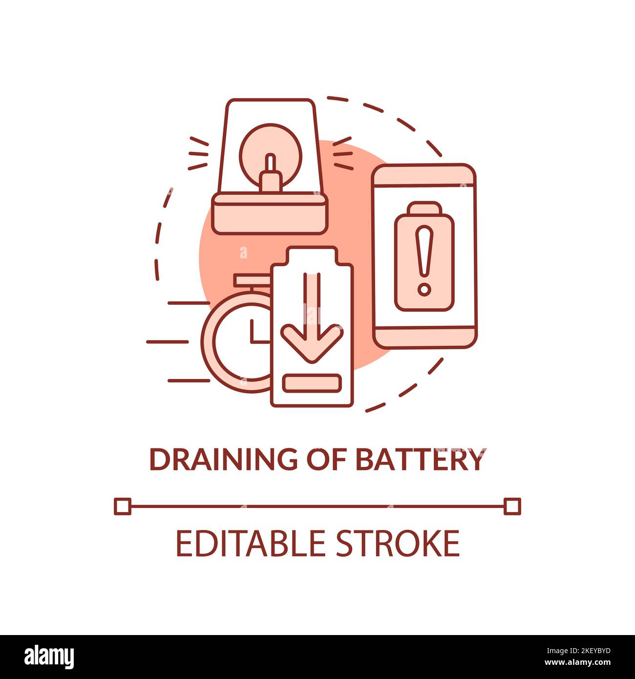 Draining of battery terracotta concept icon Stock Vector Image & Art ...