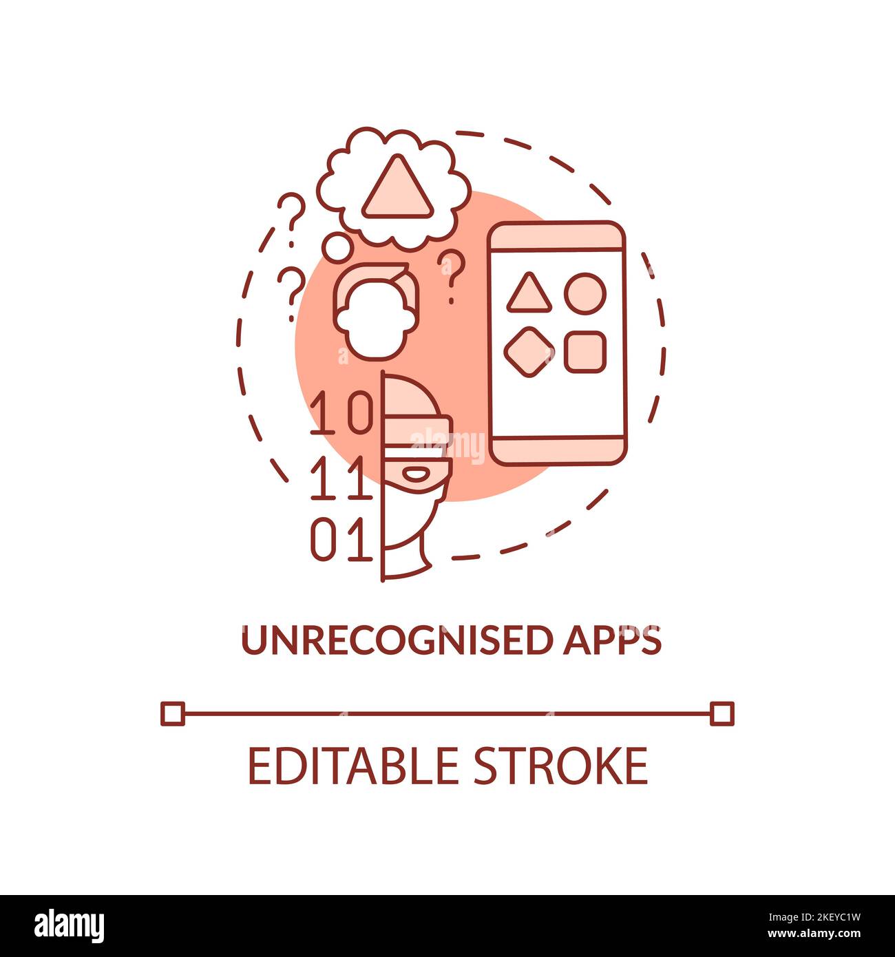 Unrecognized apps terracotta concept icon Stock Vector