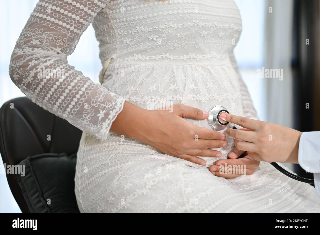 closeup image, A professional female doctor or obstetrician using