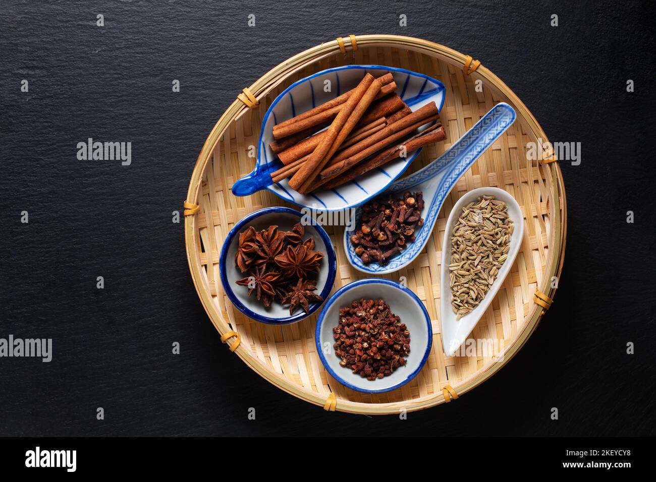 Food concept origin Chinese Five Spice Star Anise, Fennel Seeds