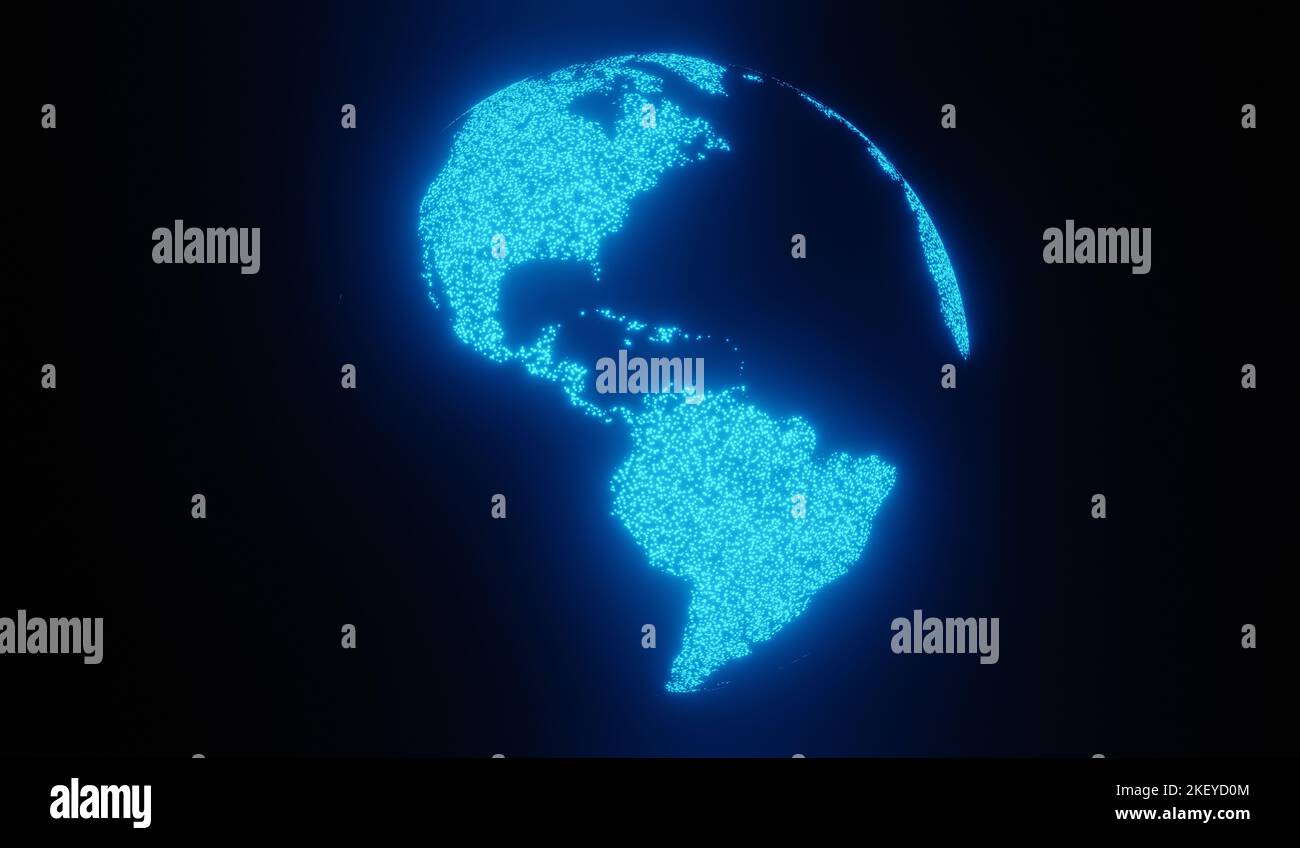 World map data overlay animation - Holographic Image Of Palnet Earth 3d Rendering 2KEYD0M