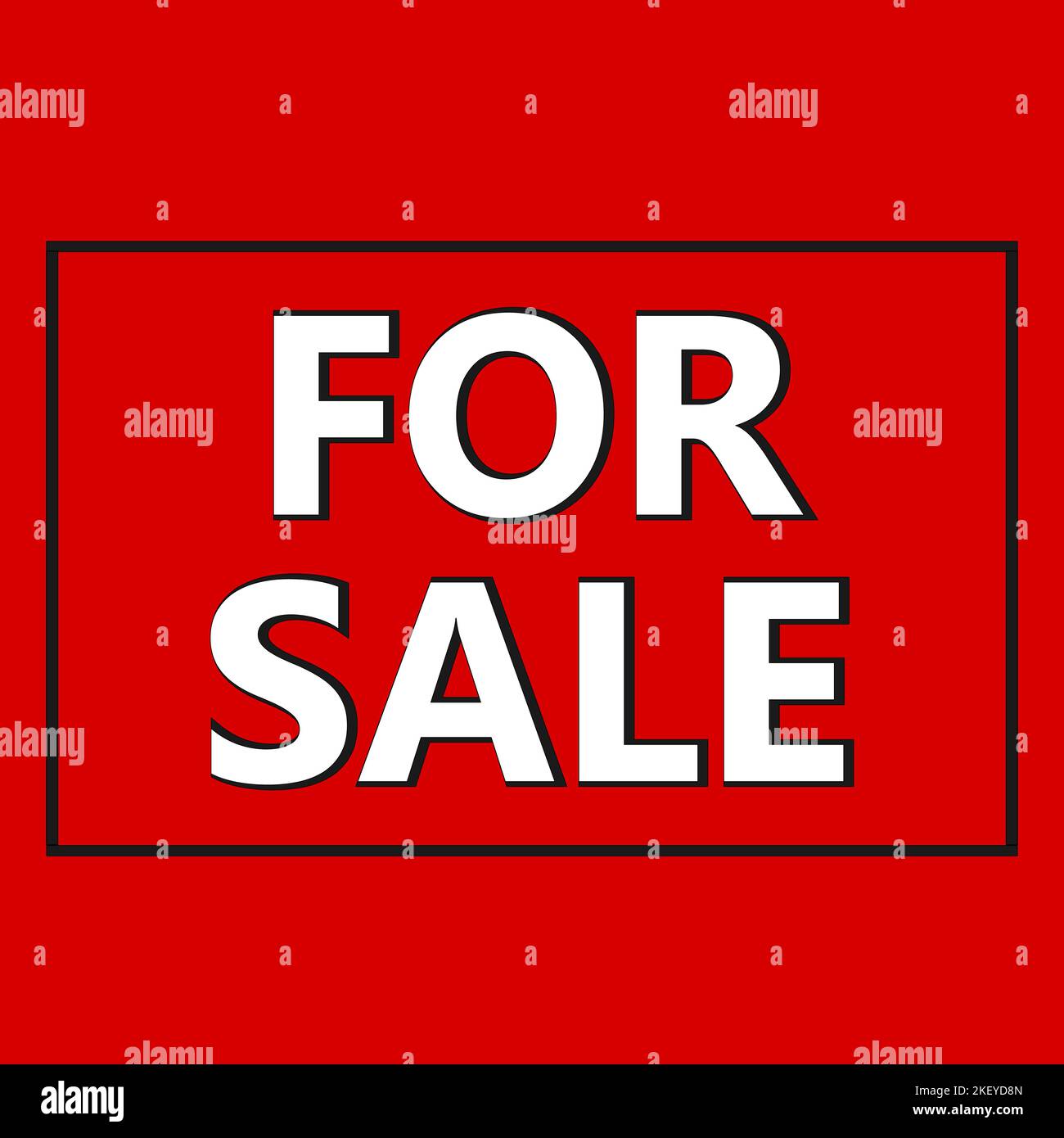 White For Sale sign vector illustration on red background. Real estate ...