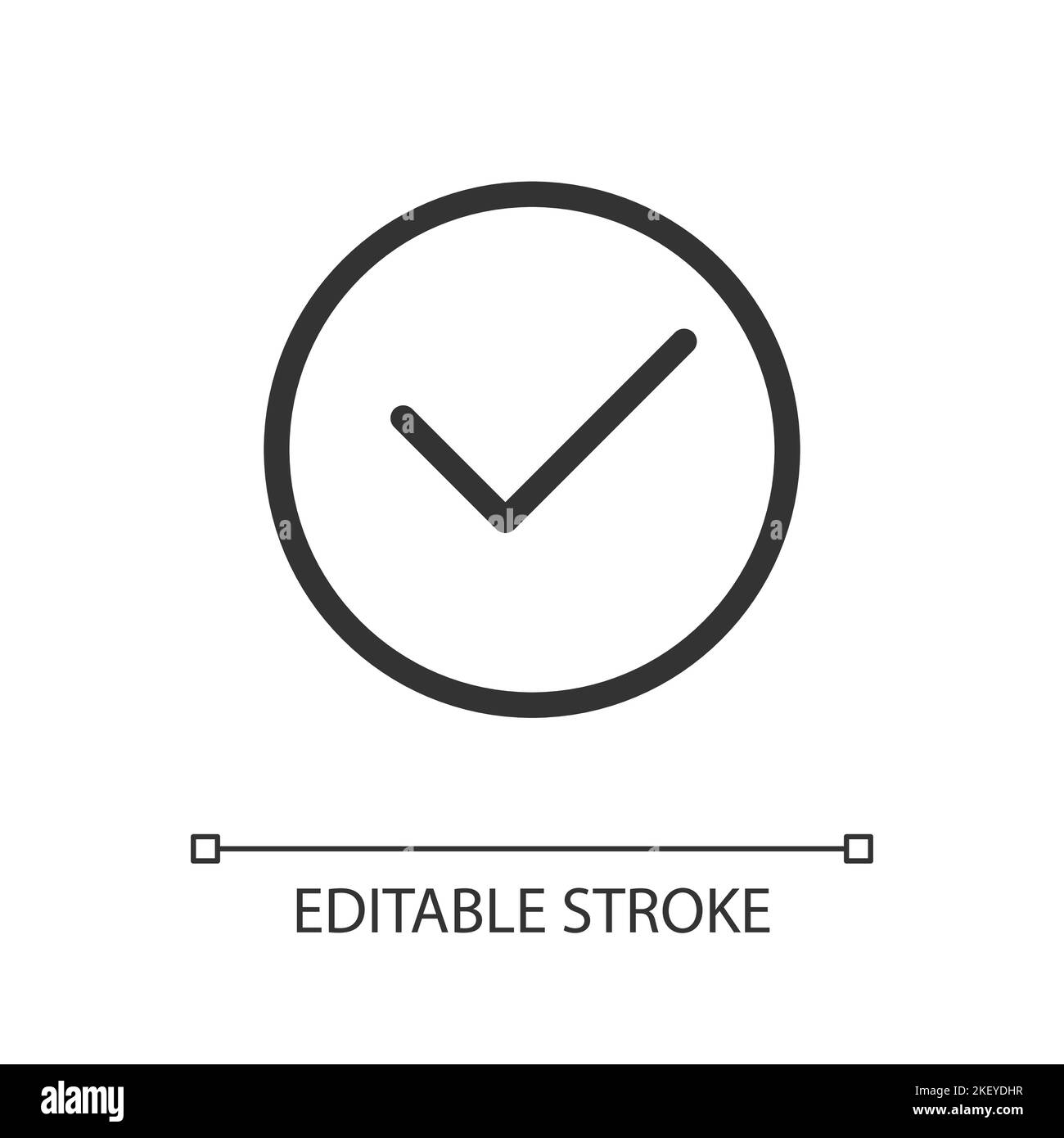 Tick in circle pixel perfect linear ui icon Stock Vector