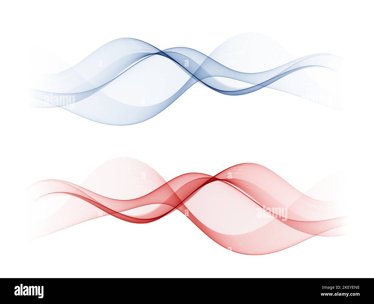 Set of transparent abstract waves in blue and red. Design element Stock ...