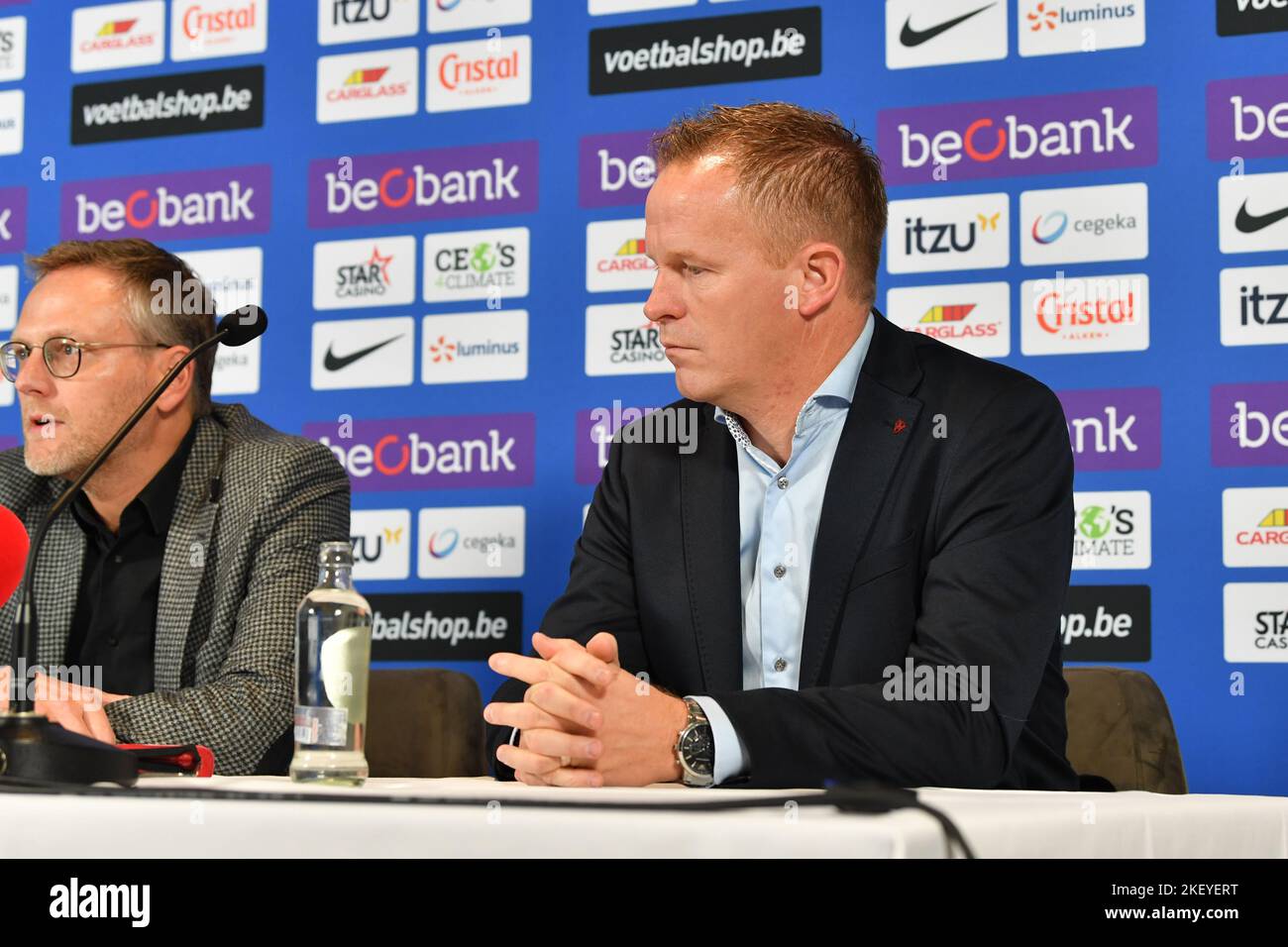 Genk, Belgium, 15/11/2022, Genk's head coach Wouter Vrancken pictured during a press conference of Belgian soccer team KRC Genk, Tuesday 15 November 2022 in Genk, to discuss the future of the collaboration with the head coach. BELGA PHOTO JILL DELSAUX Stock Photo
