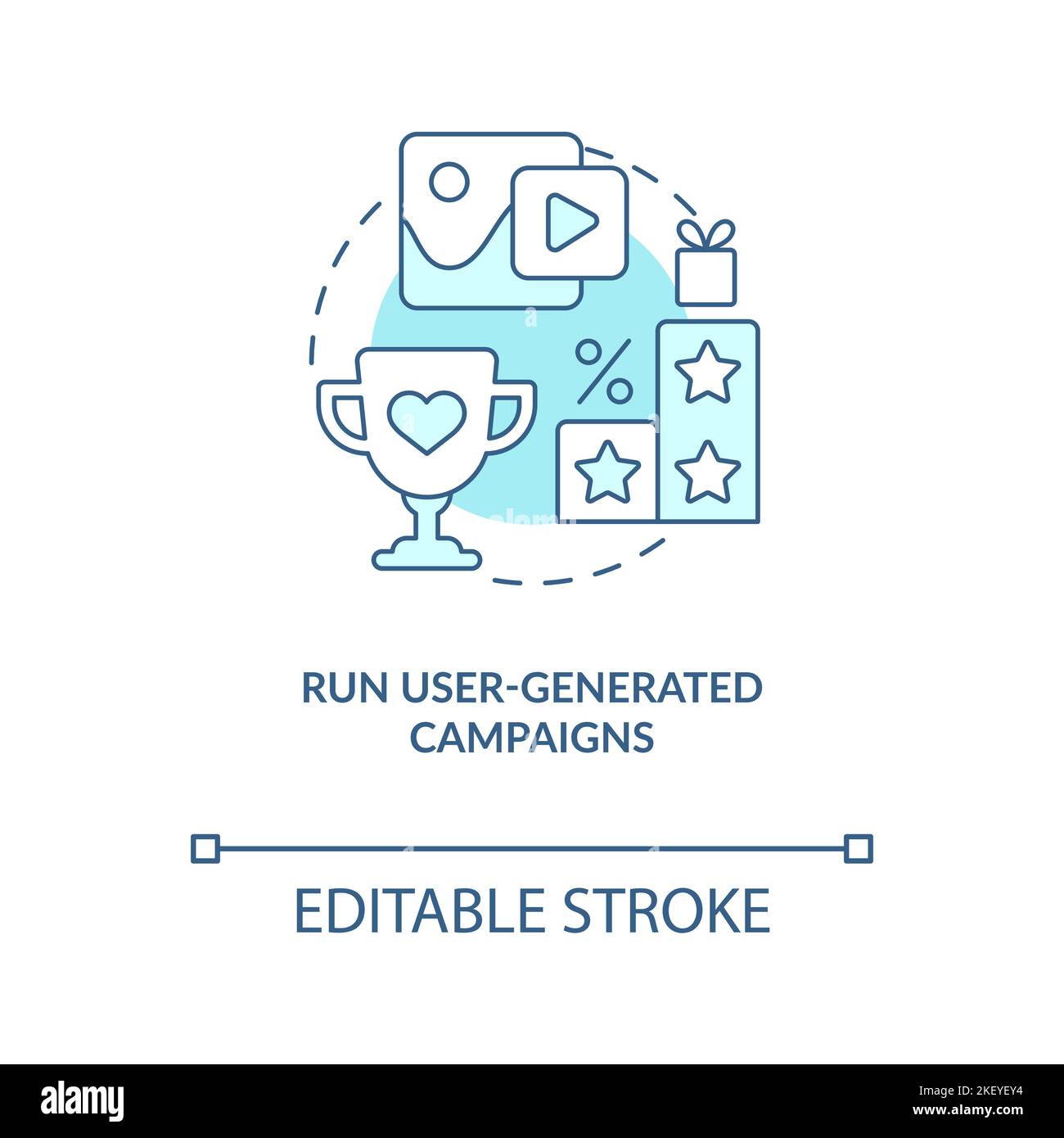 Run user generated campaigns turquoise concept icon Stock Vector