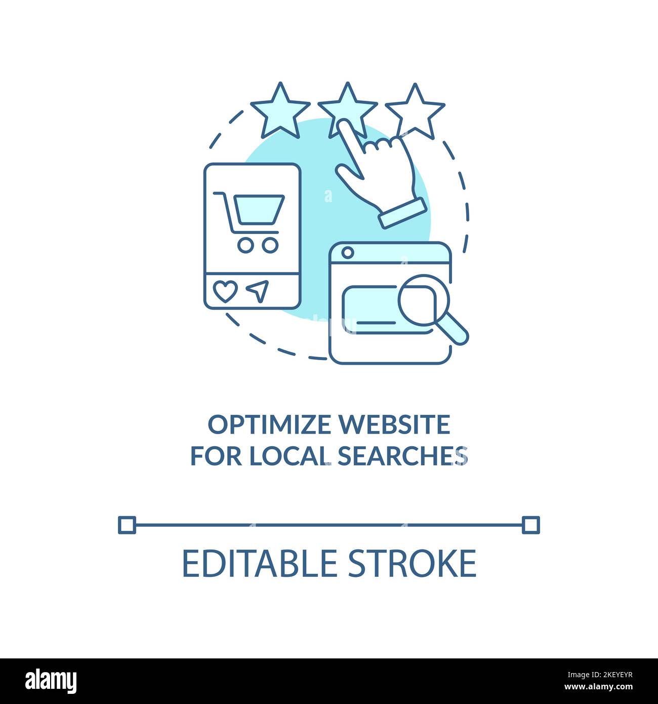 Optimize website for local searches turquoise concept icon Stock Vector