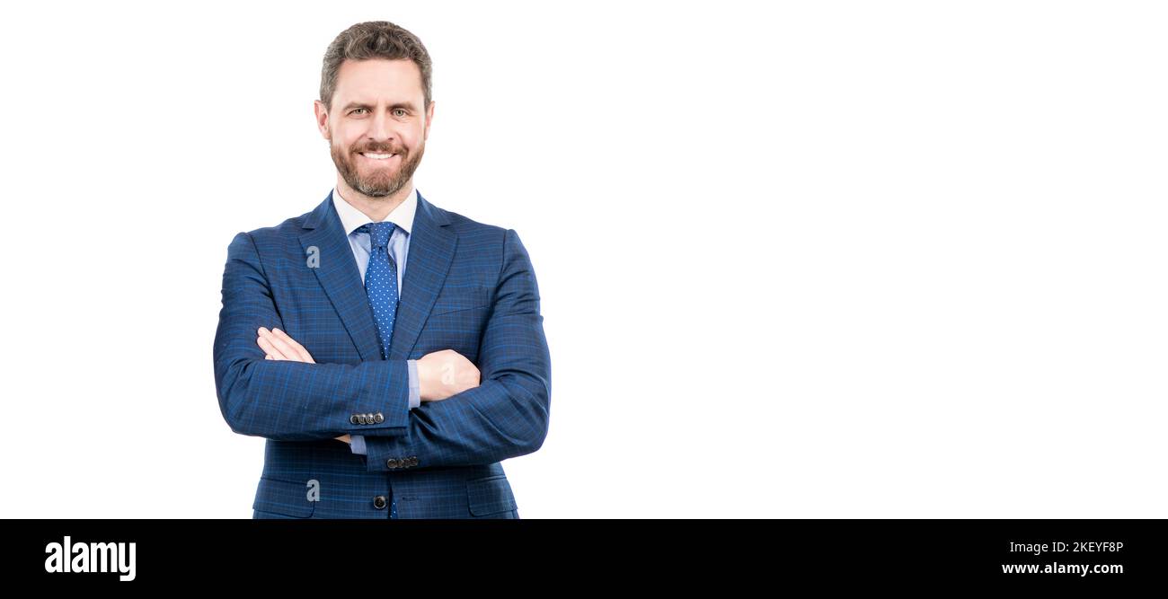 Happy Confident Lawyer Smile Keeping Arms Croosed In Formal Suit