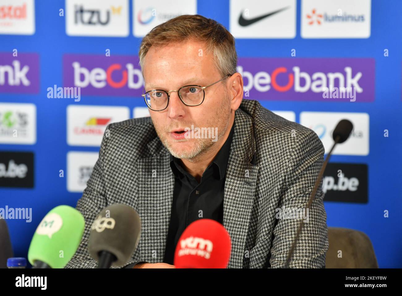 Genk, Belgium, 15/11/2022, Genk's chairman Peter Croonen pictured during a press conference of Belgian soccer team KRC Genk, Tuesday 15 November 2022 in Genk, to discuss the future of the collaboration with the head coach. BELGA PHOTO JILL DELSAUX Stock Photo