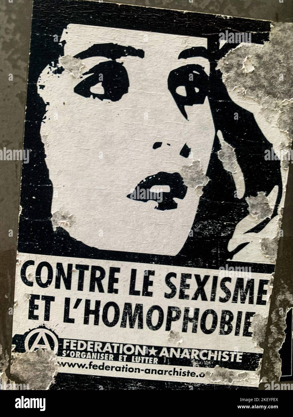 Anarchist campaign against sexism and homophobia, Metz, France Stock Photo