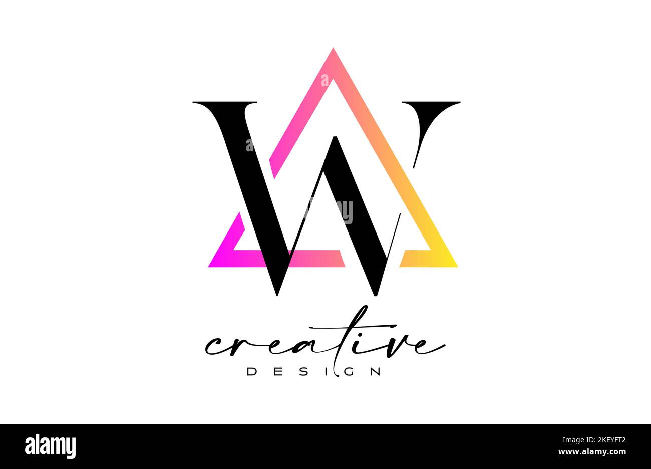 Letter W Logo inside a Triangle with creative Cut Design. Serif Letter ...