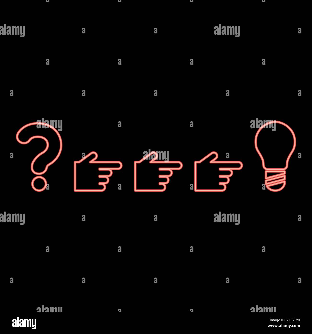 Neon problem solution concept red color vector illustration image flat