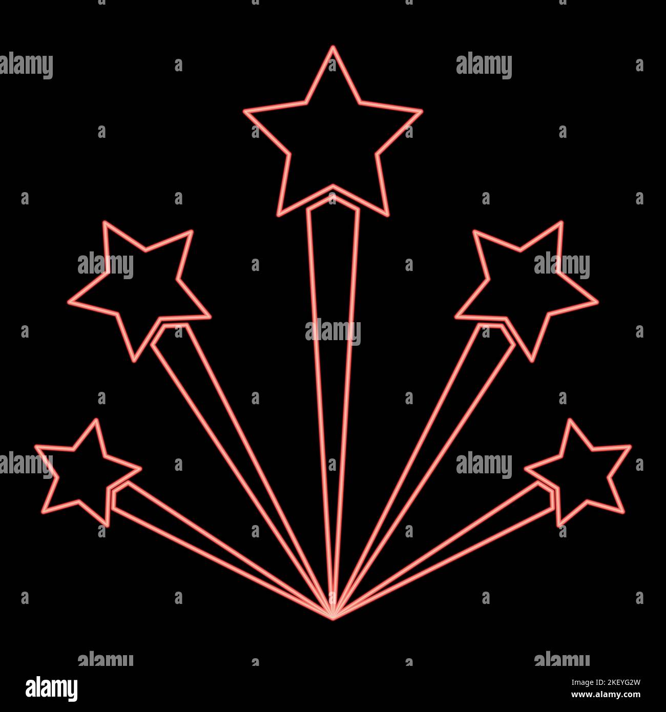 Neon salute firework red color vector illustration image flat style light Stock Vector