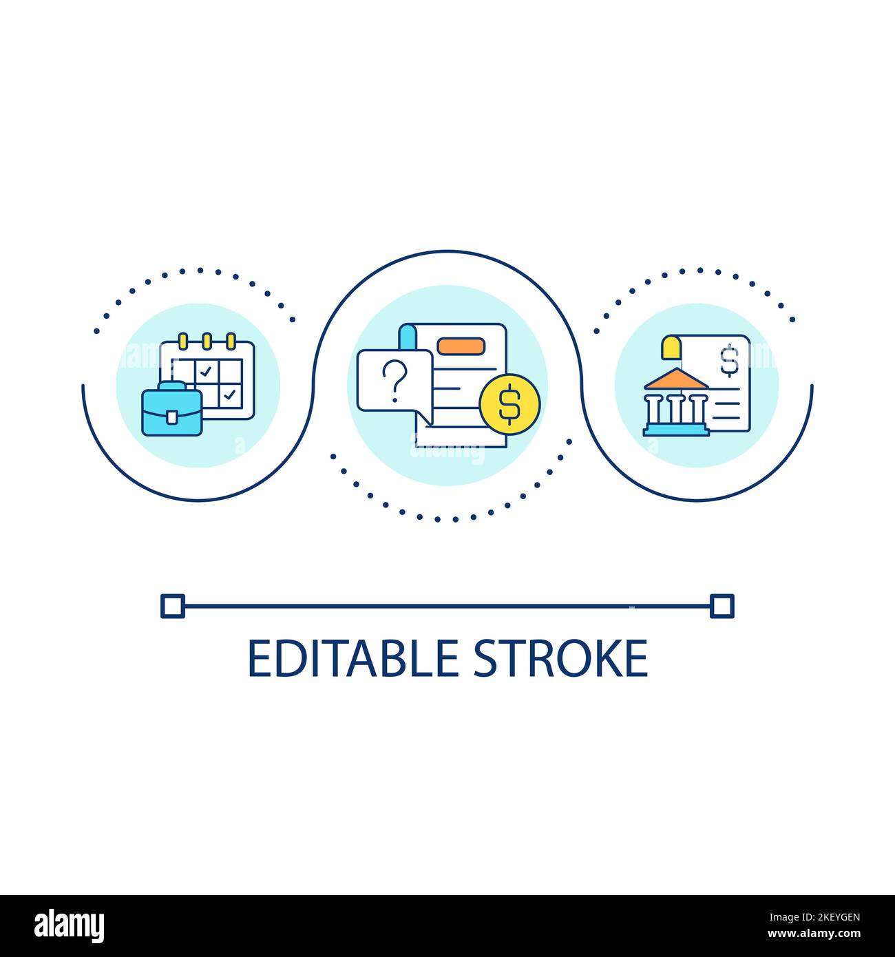 Assessment of financial reports loop concept icon Stock Vector