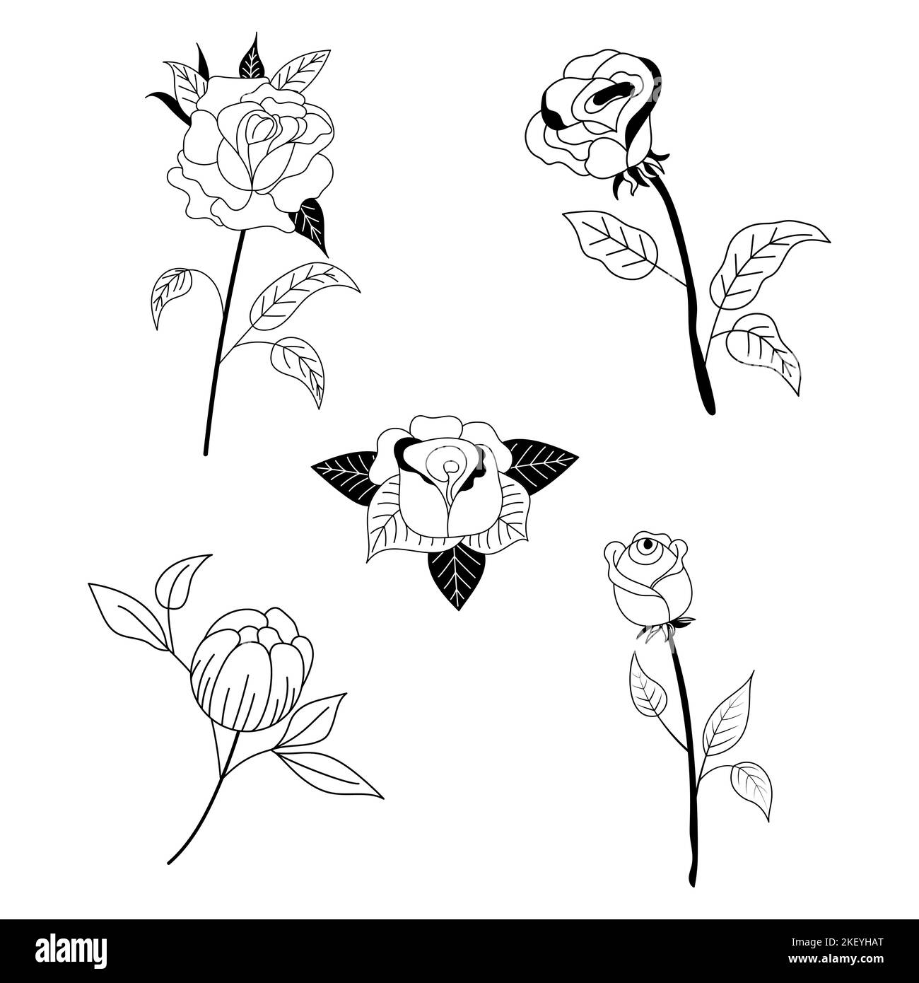 Rose tattoo in y2k, 1990s, 2000s style. Emo goth element design. Old