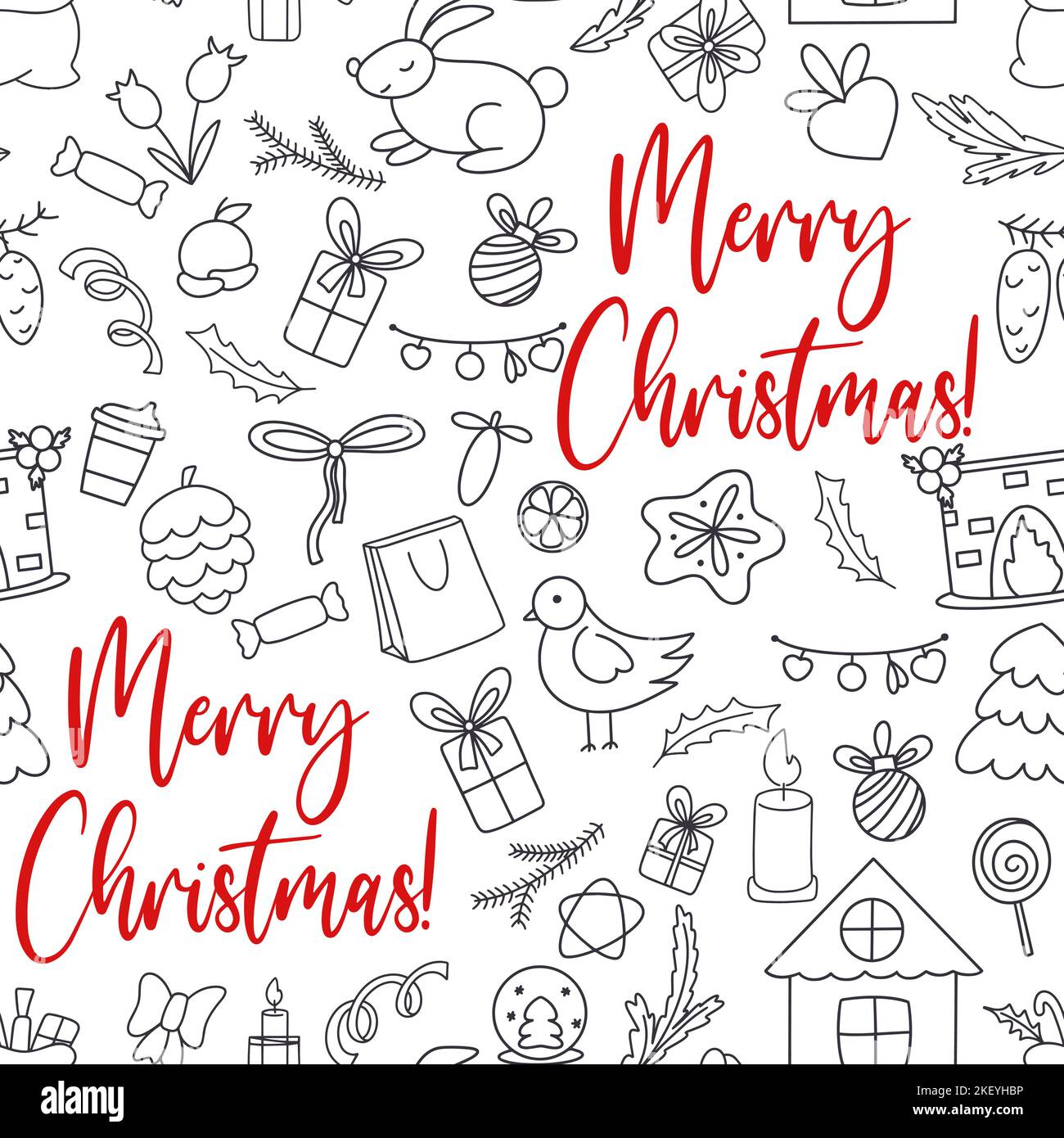 Christmas doodle seamless pattern Stock Vector Image & Art - Alamy