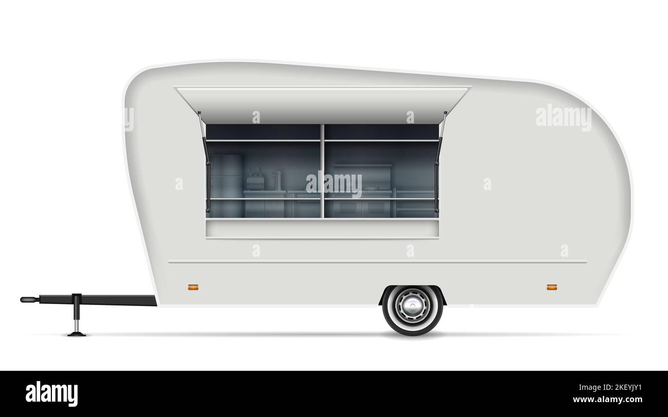 Food trailer vector mockup for vehicle branding, advertising, corporate