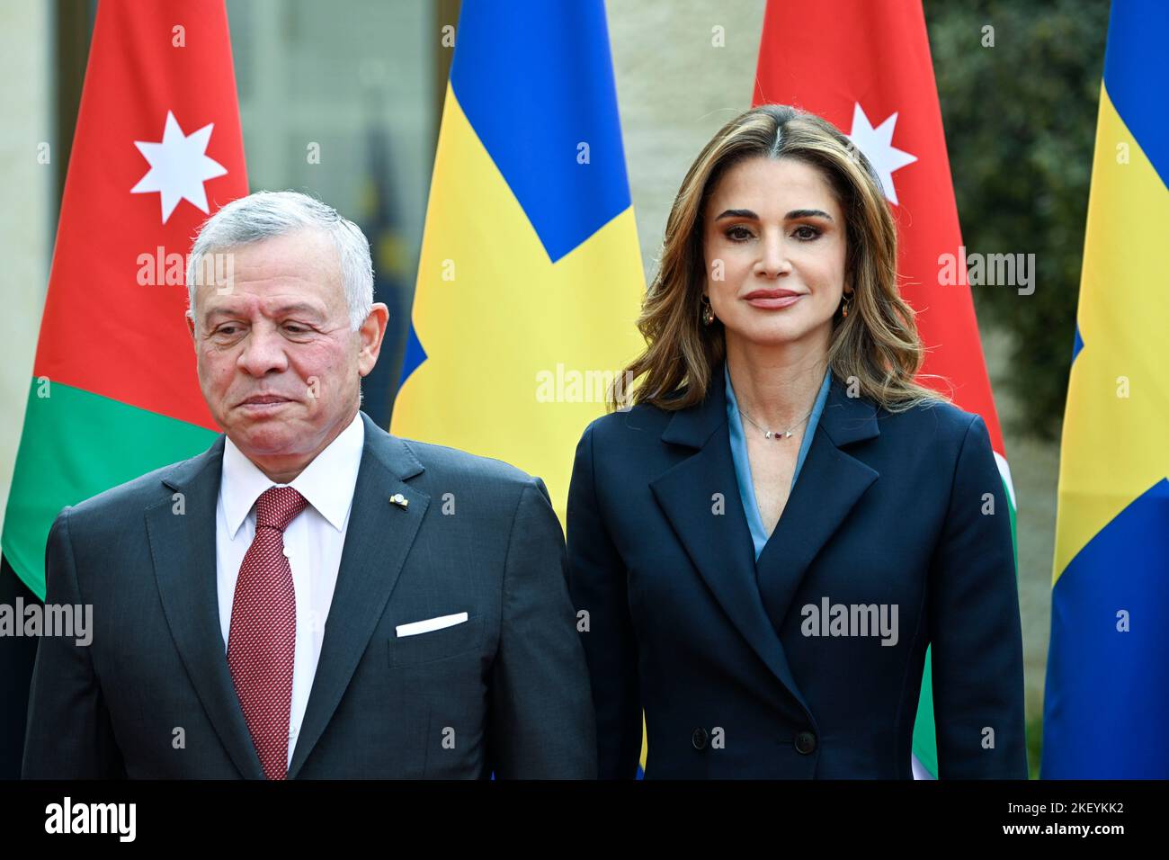 H.M. King Abdullah II and H.M. Queen Rania during the official ...