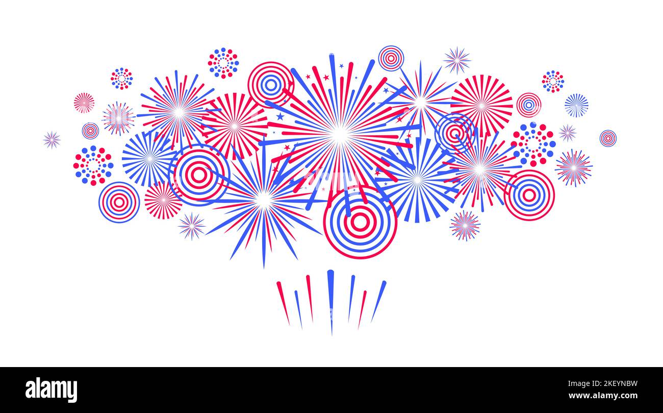Fireworks illustration isolated on white background. Vector festive background Stock Vector