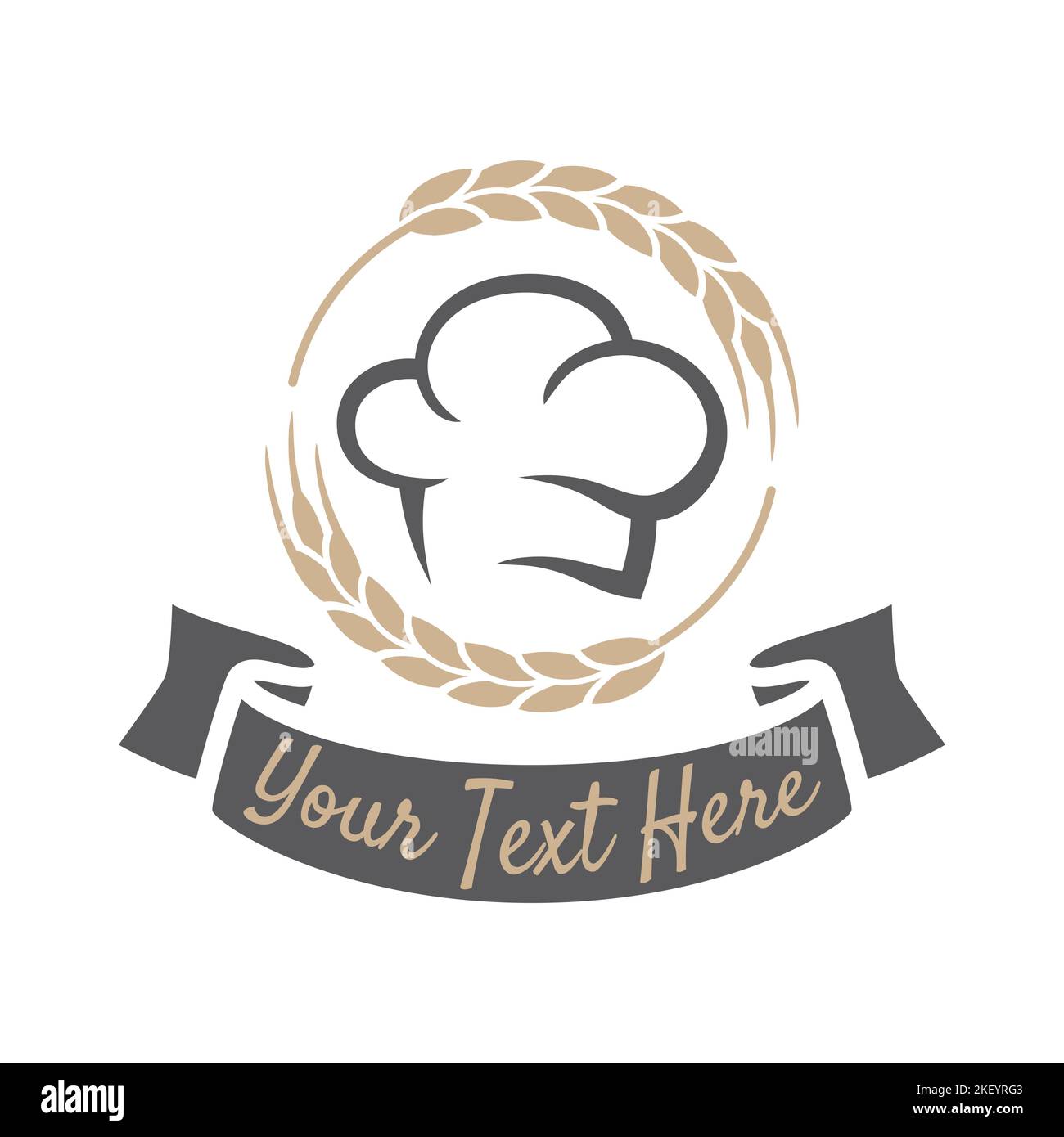 Bakery logo with chefs cap for restaurant. Vector food branding