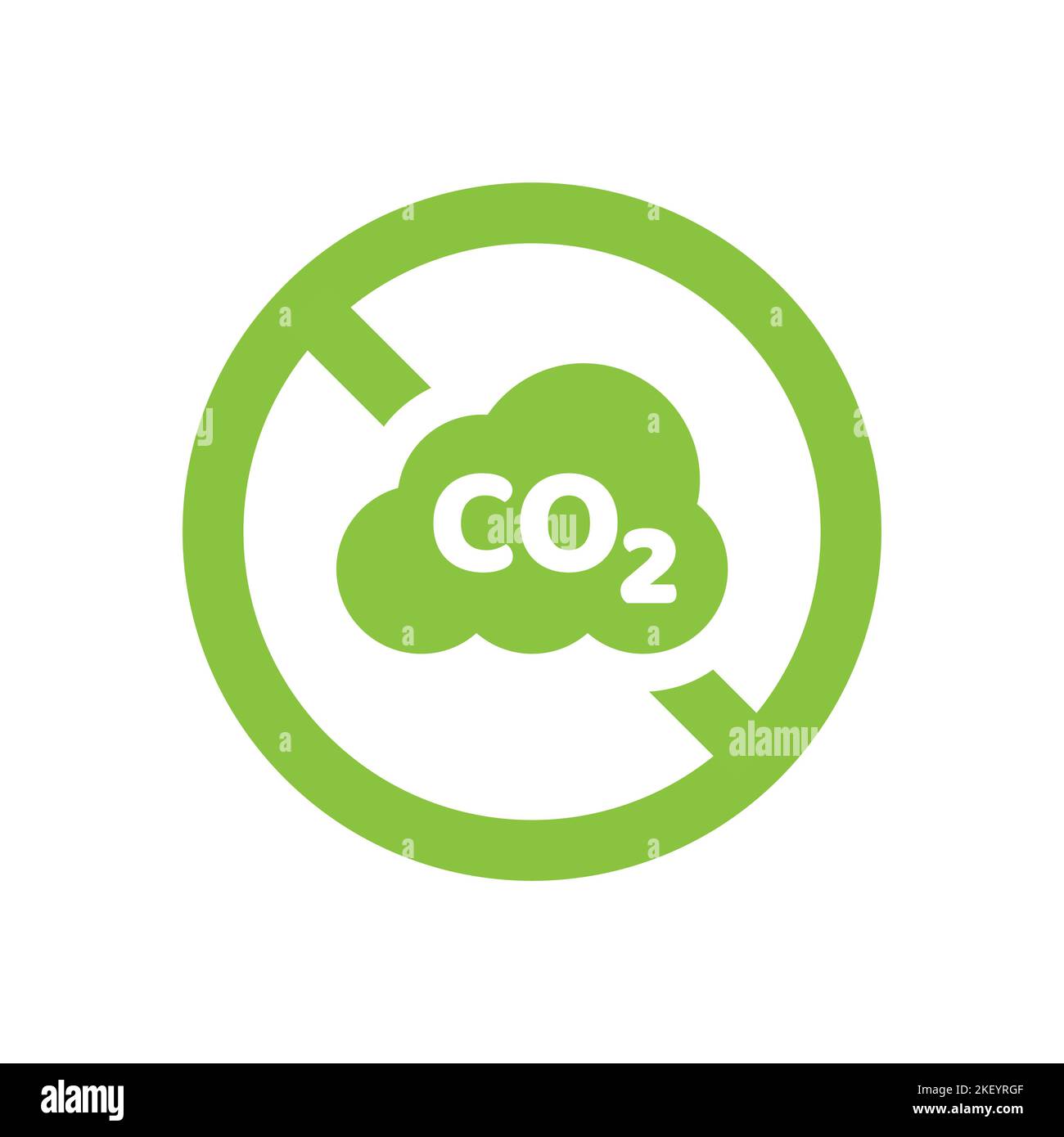 No co2 prohibition vector sign. Zero carbon dioxide emissions, carbon free icon. Stock Vector