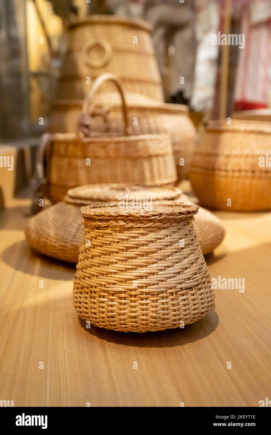 Big Round wicker rattan baskets with lids for interior design a lot in