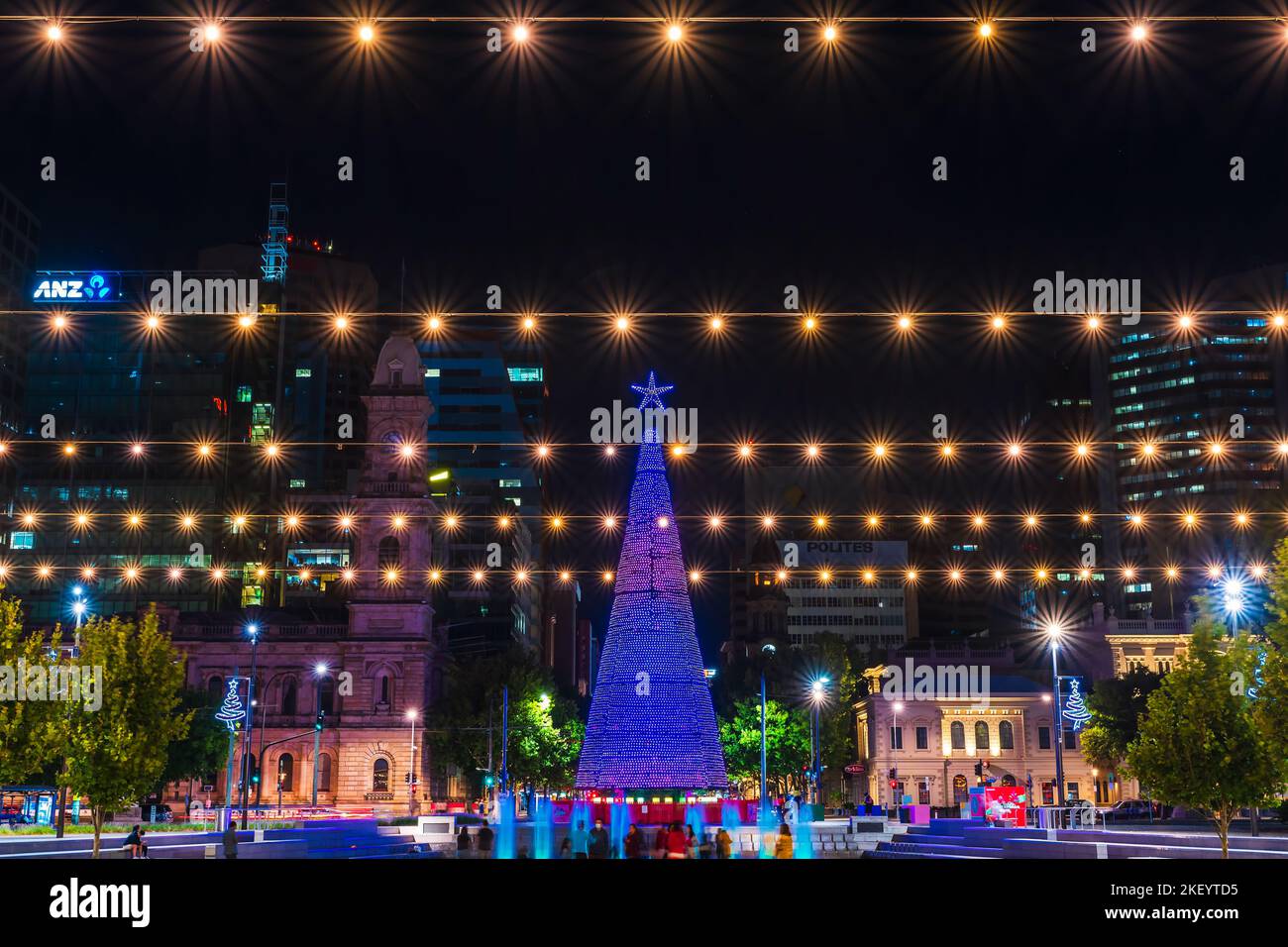 Adelaide, Australia January 2, 2022 Big Christmas Tree installed at Victoria Square in