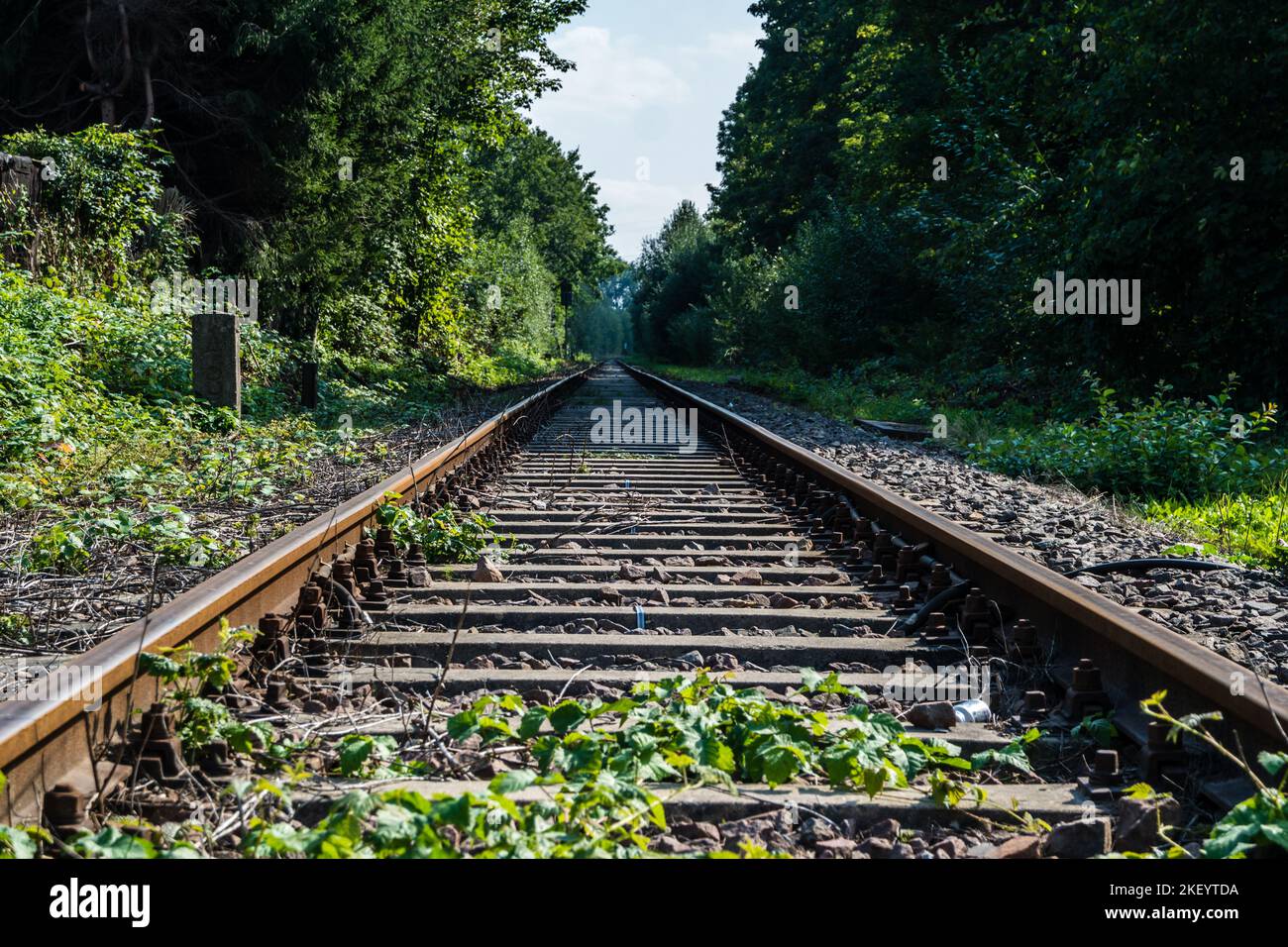 Old railway track symbolic background Stock Photo - Alamy