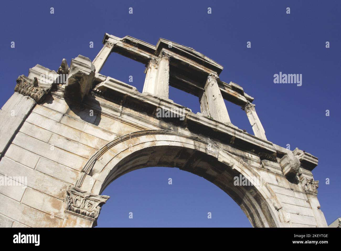 Arch of Hadrian, Apsida tou Adrianu, Hadrian’s Gate, Pyli tou Adrianou, Athens, Greece Stock Photo