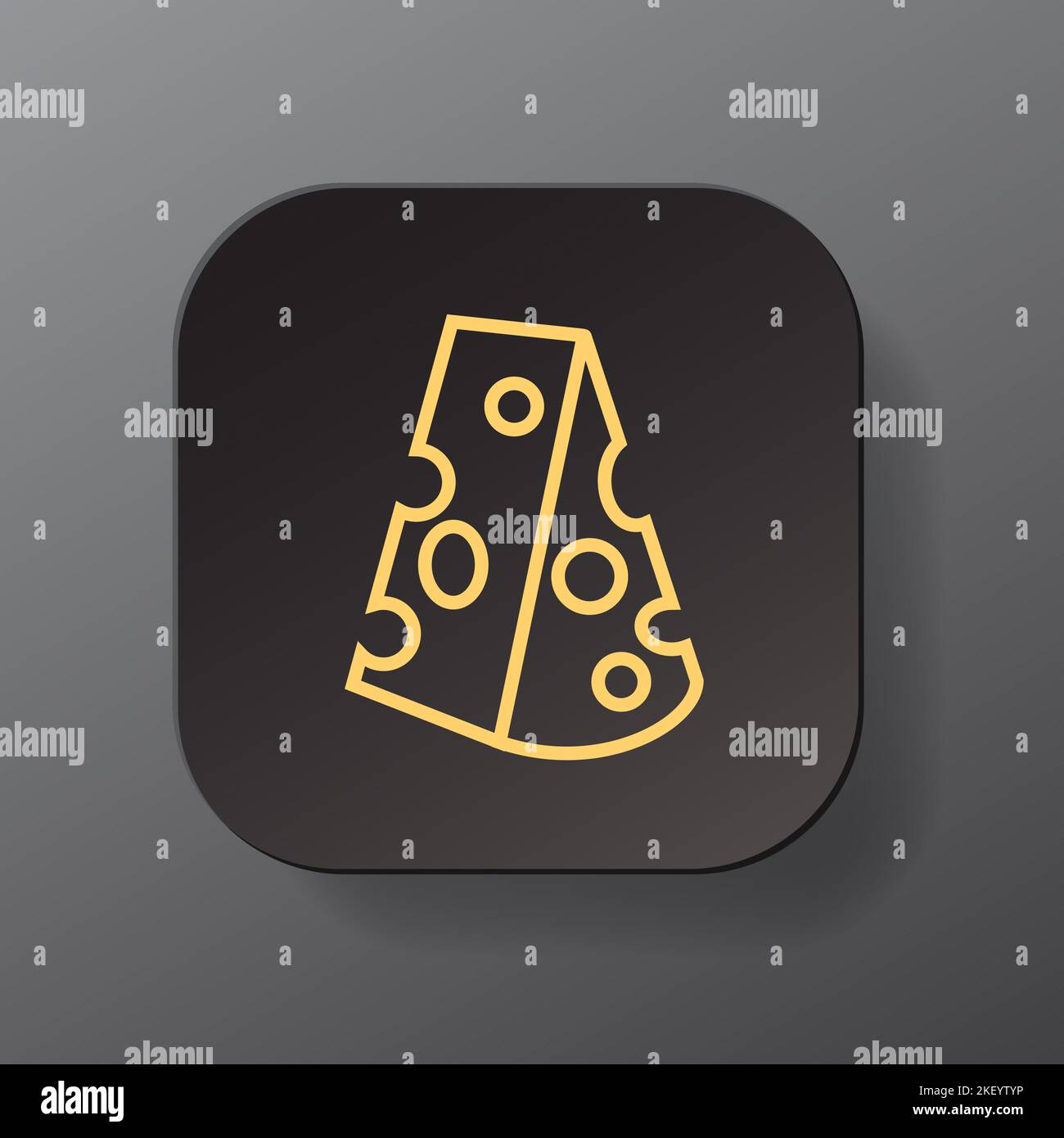 Black square button with yellow cheese outline icon, Hard hole cheese ...