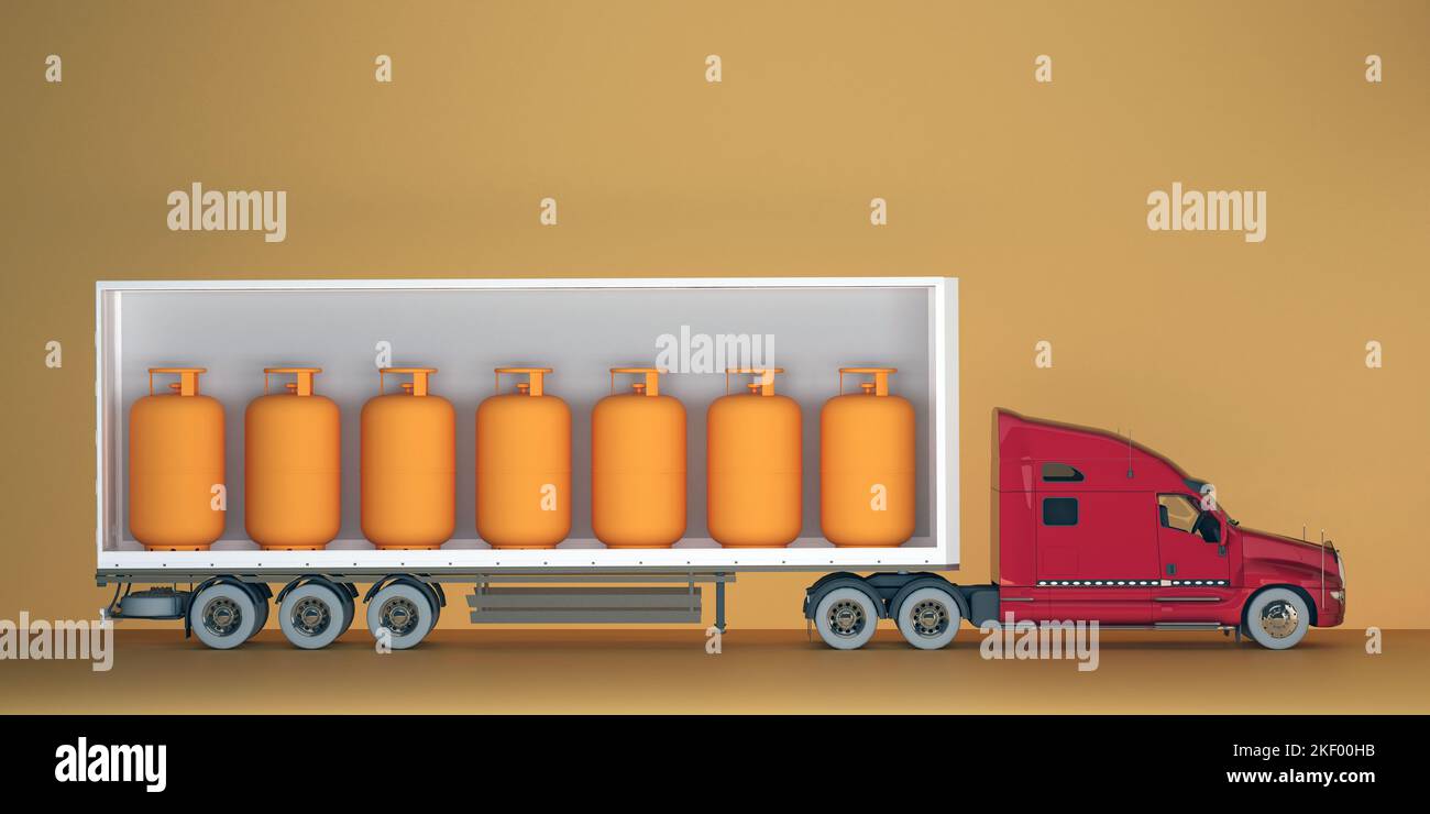 truck with gas cylinders inside. 3d rendering Stock Photo Alamy