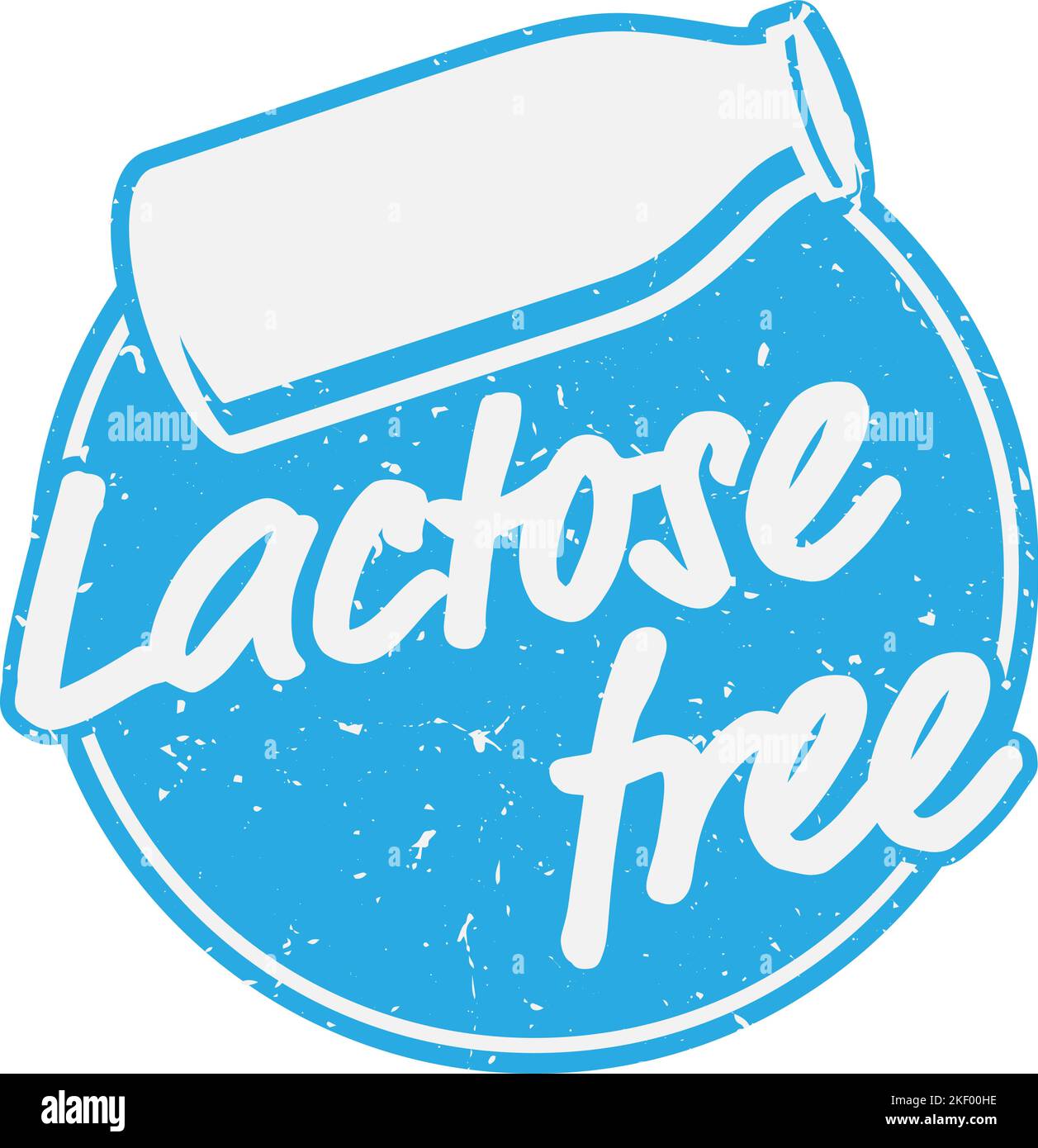 blue LACTOSE FREE label with milk bottle isolated on white, vector