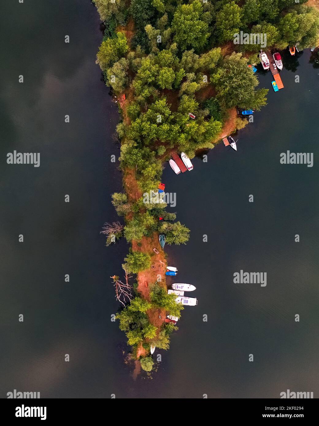 An aerial view of parked boats Stock Photo - Alamy