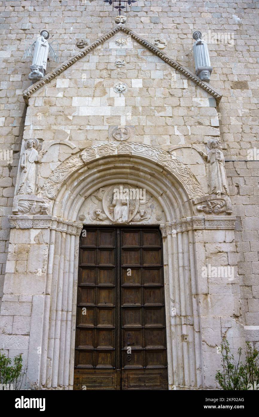 Exterior of historic buildings in Venzone, Udine province, Friuli-Venezia Giulia, Italy. Duomo Stock Photo