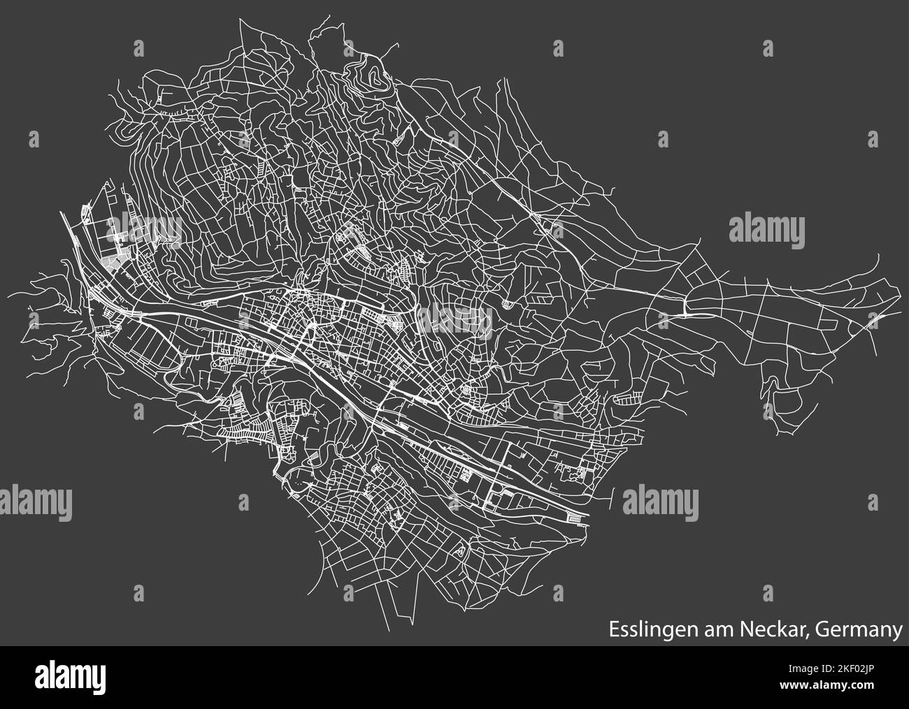 Street roads map of ESSLINGEN AM NECKAR, GERMANY Stock Vector Image ...
