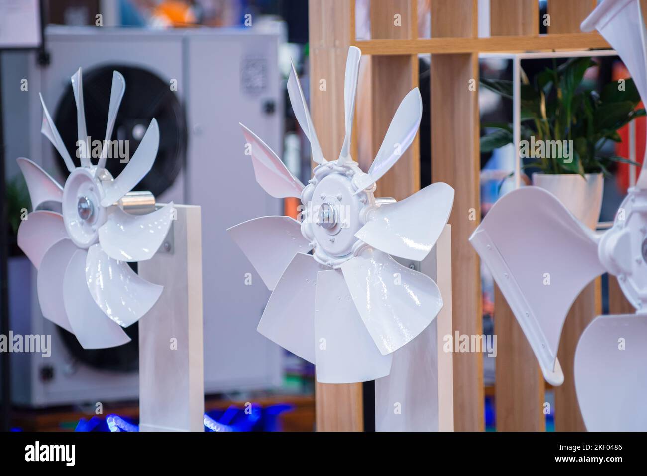 White fan blades from air conditioners Stock Photo Alamy