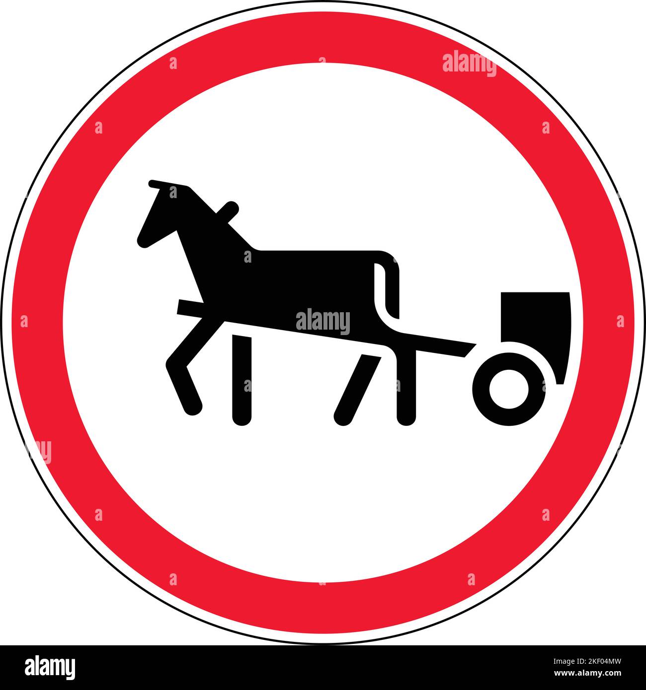 Illustration of Road Prohibitory Sign. The Movement of AnimalDrawn