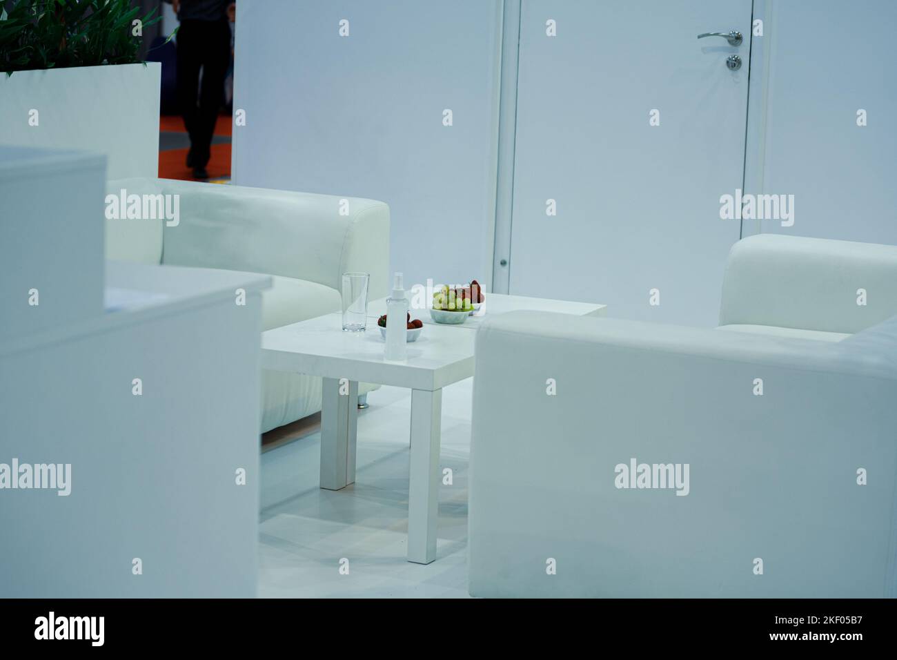 Office furniture in white. Chairs and table. Stock Photo