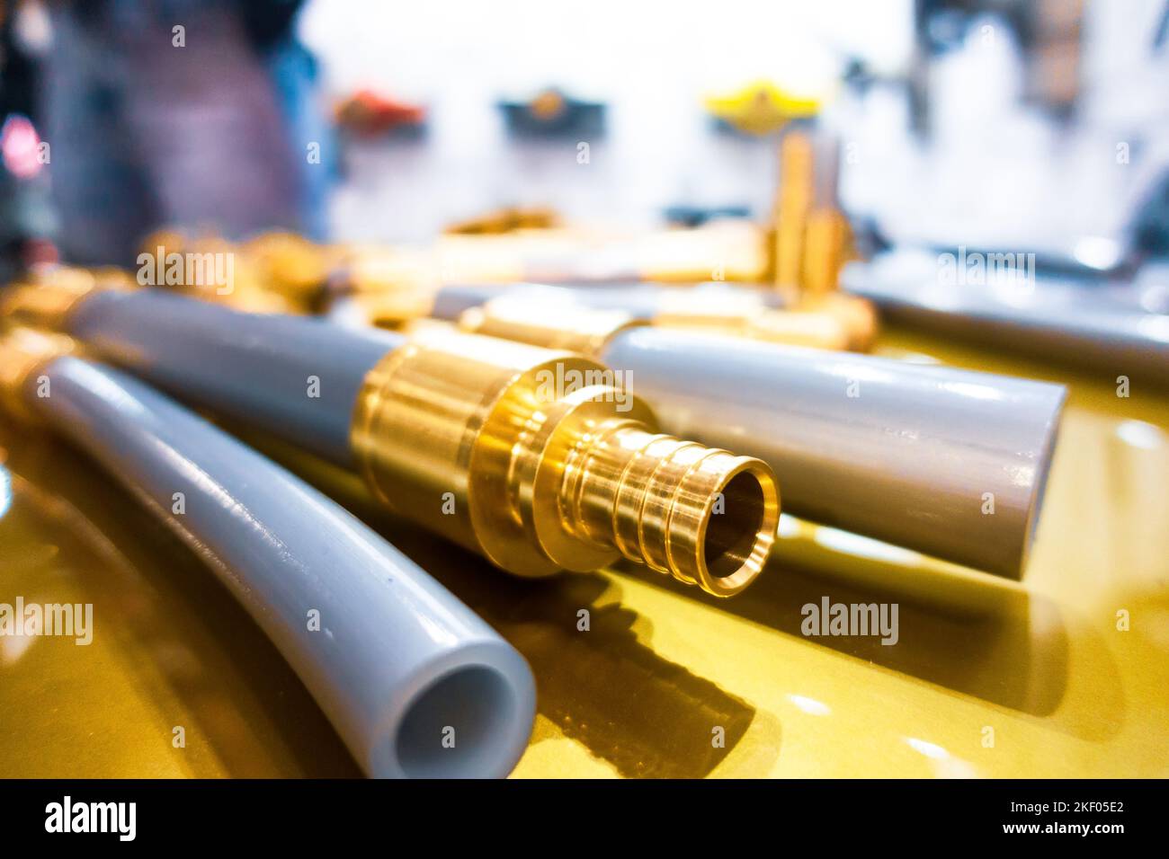 Copper connection system for plastic pipes Stock Photo Alamy