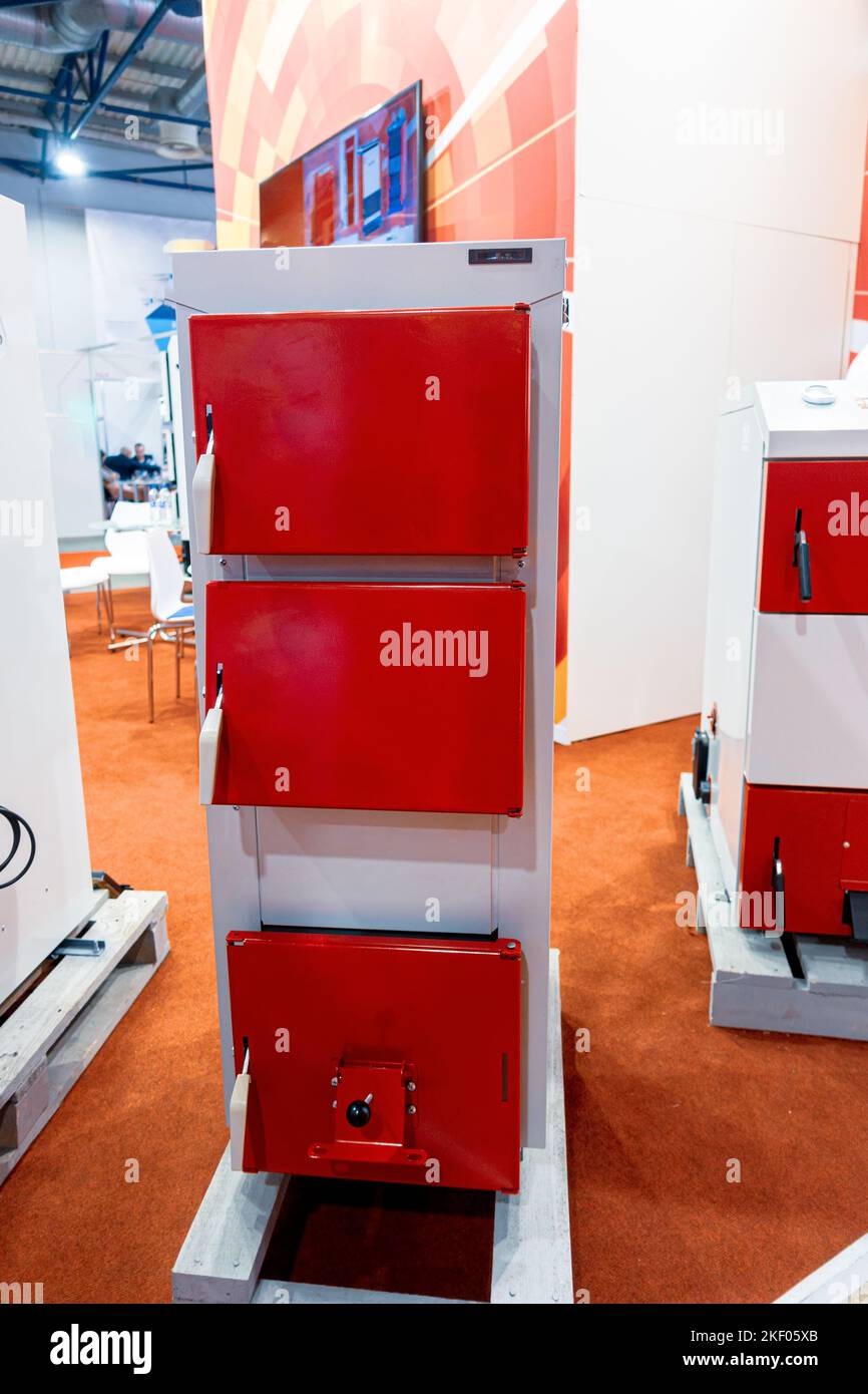 Hot water steel boilers for heating rooms equipped with a water heating