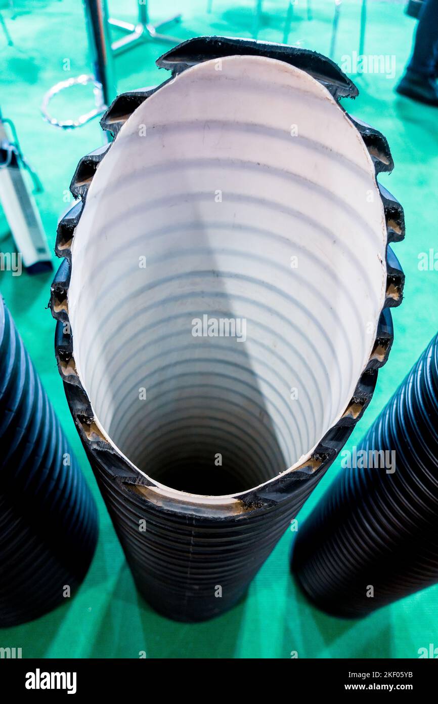 Duct cross-sectional Hose. Thermoplastic Rubber Duct Hose. Stock Photo