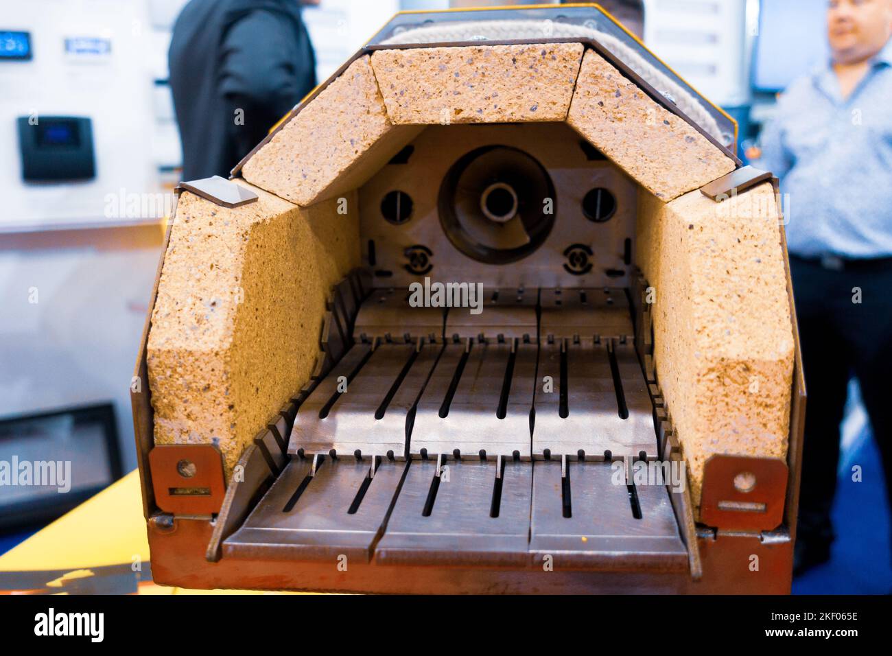Pellet burners. Pellet burner combustion chamber Stock Photo Alamy