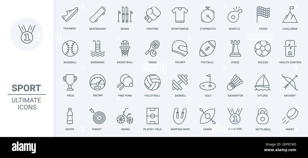 Sport thin line icons set vector illustration. Outline sportswear and ...