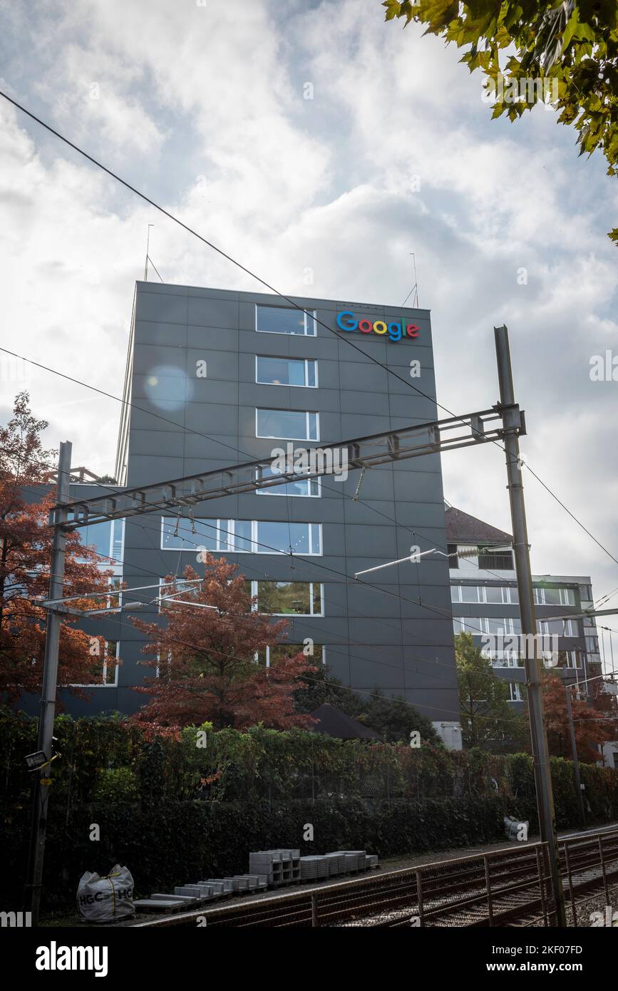 Google's offices and Swiss Headquarters next to the River Sihl in Zurich, Switzerland Stock Photo