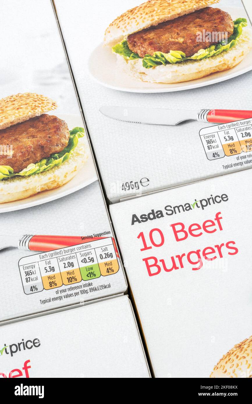 Label on cardboard packet of ASDA supermarket ownlabel economy beef