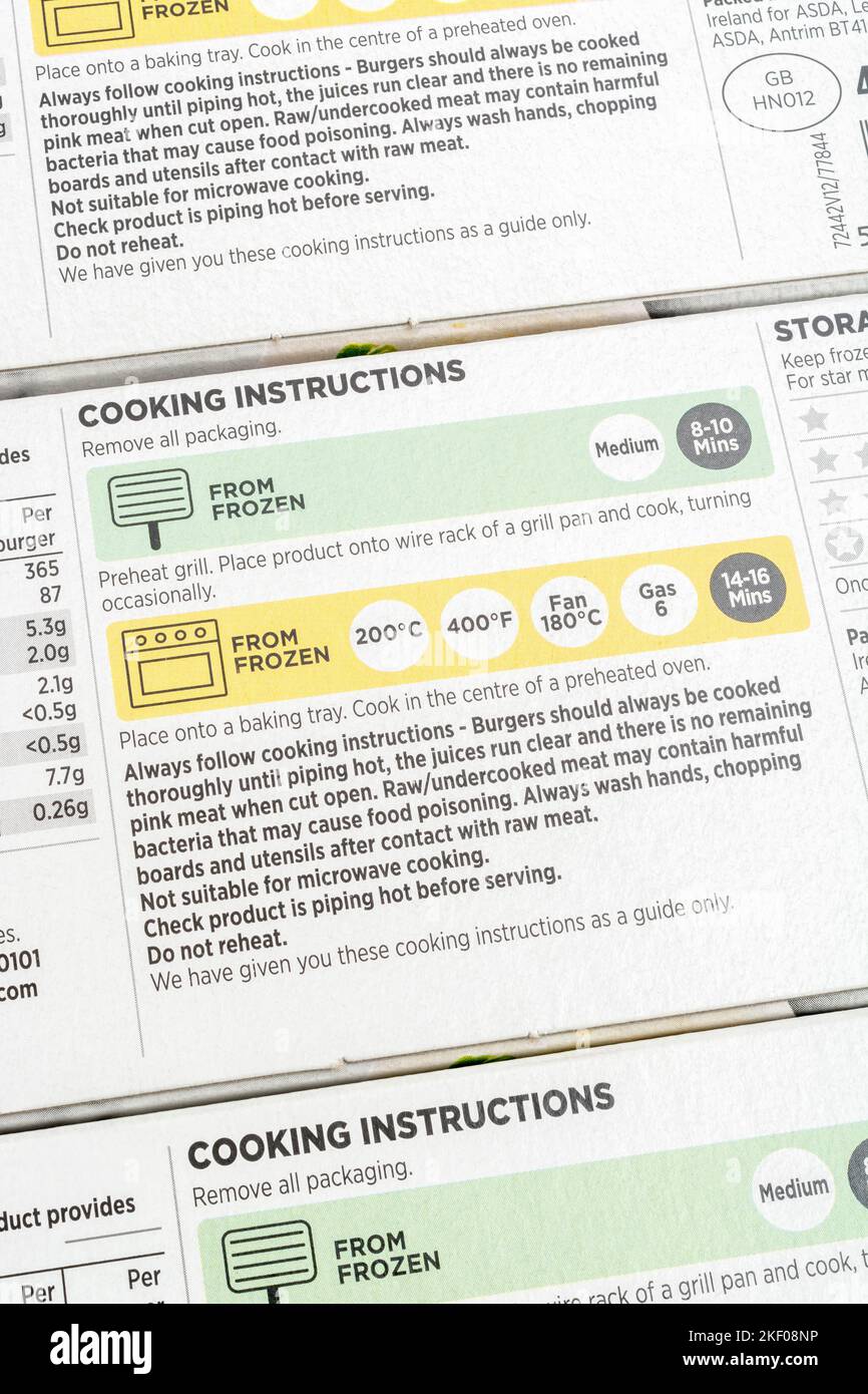 How to cook / cooking information labelling on a paper card box ...