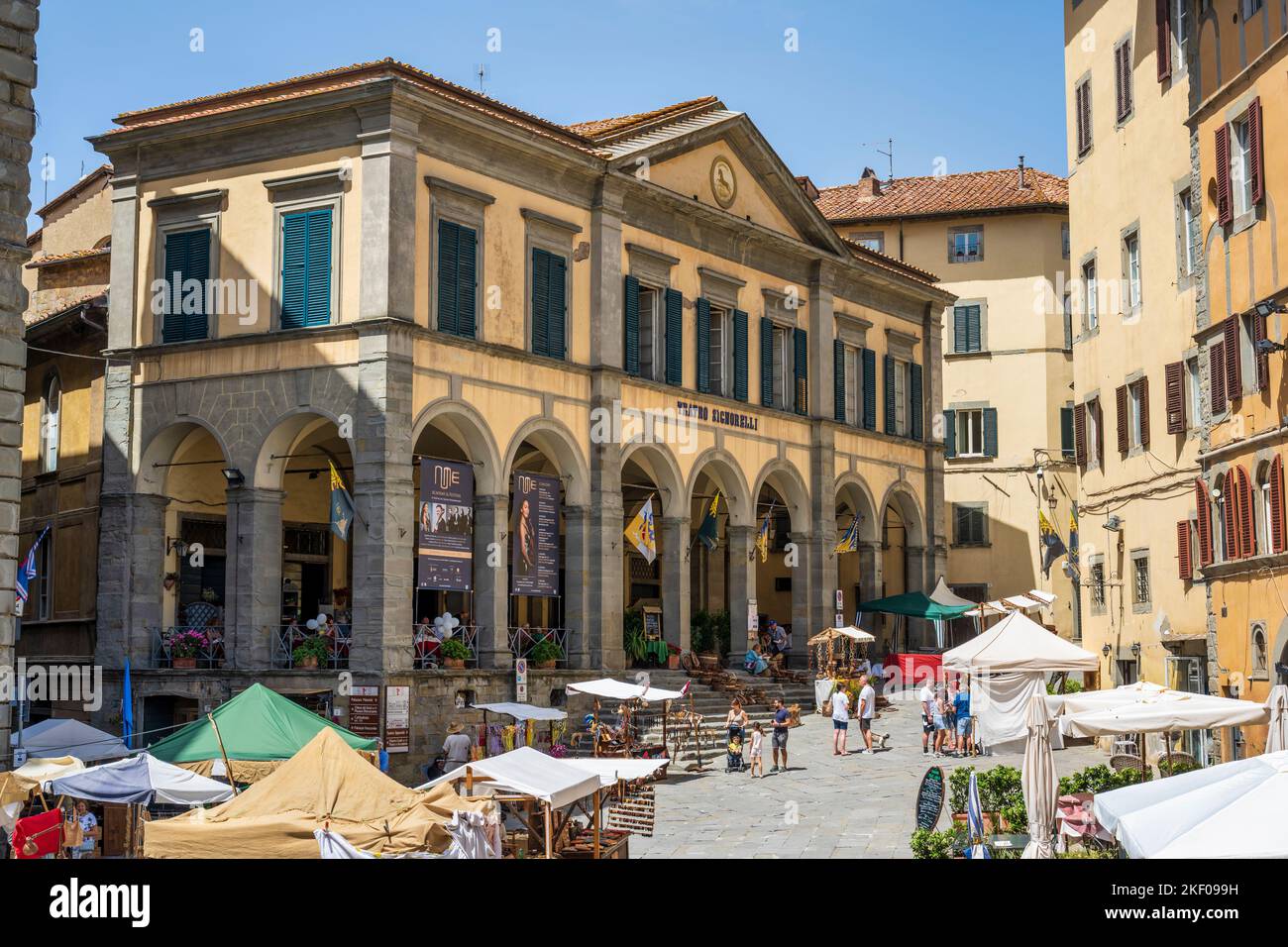 Teatro Signorelli in Piazza Luca Signorelli in hilltop town of Cortona in Tuscany, Italy Stock Photo